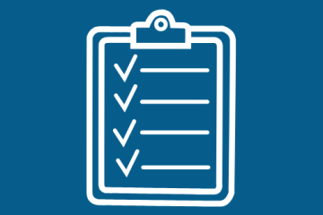 Icon of a list on a clipboard.